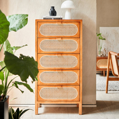 Traditional Chinese Ash Wood Solid Wood Multi-Layer Board Woven Rattan Rectangular Storage Cabinet 5/8 Drawers For Living Room