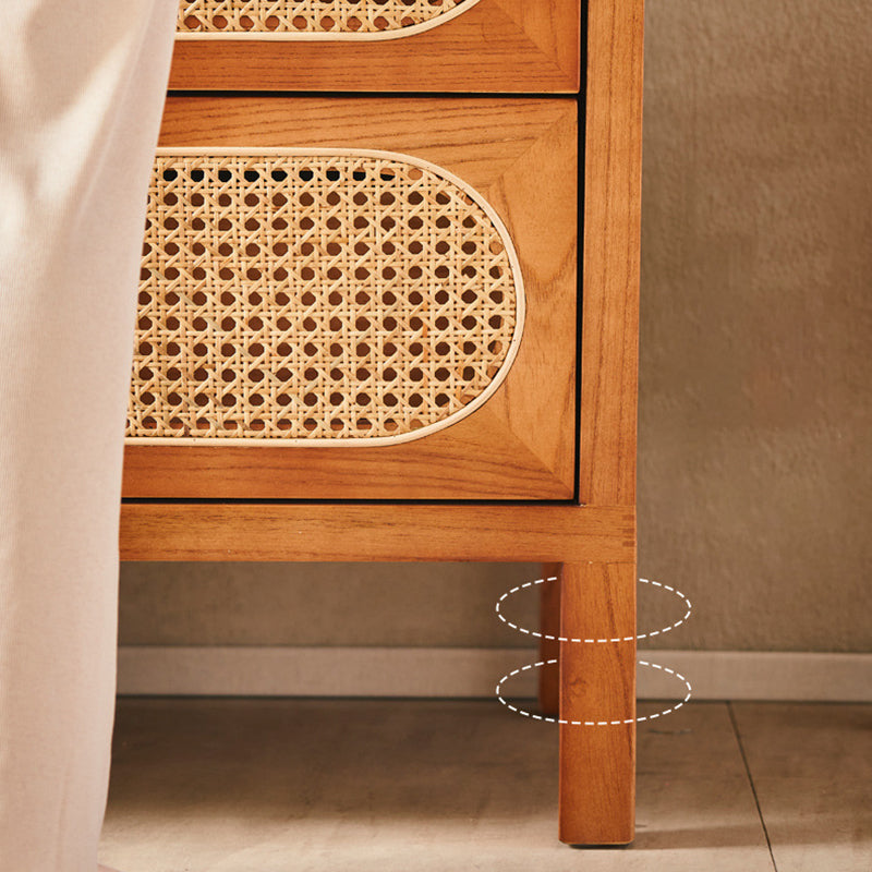 Traditional Chinese Ash Wood Solid Wood Multi-Layer Board Woven Rattan Rectangular Storage Cabinet 5/8 Drawers For Living Room