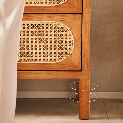 Traditional Chinese Ash Wood Solid Wood Multi-Layer Board Woven Rattan Rectangular Storage Cabinet 5/8 Drawers For Living Room