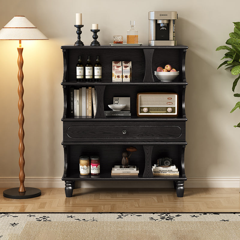 Traditional French Ash Wood Roman Column Rectangular Storage Cabinet 4-Tier For Living Room