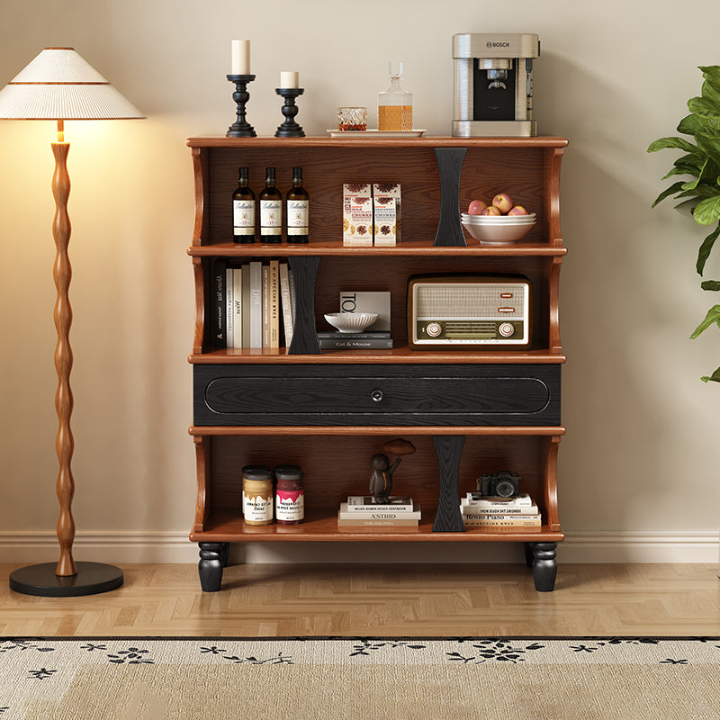 Traditional French Ash Wood Roman Column Rectangular Storage Cabinet 4-Tier For Living Room