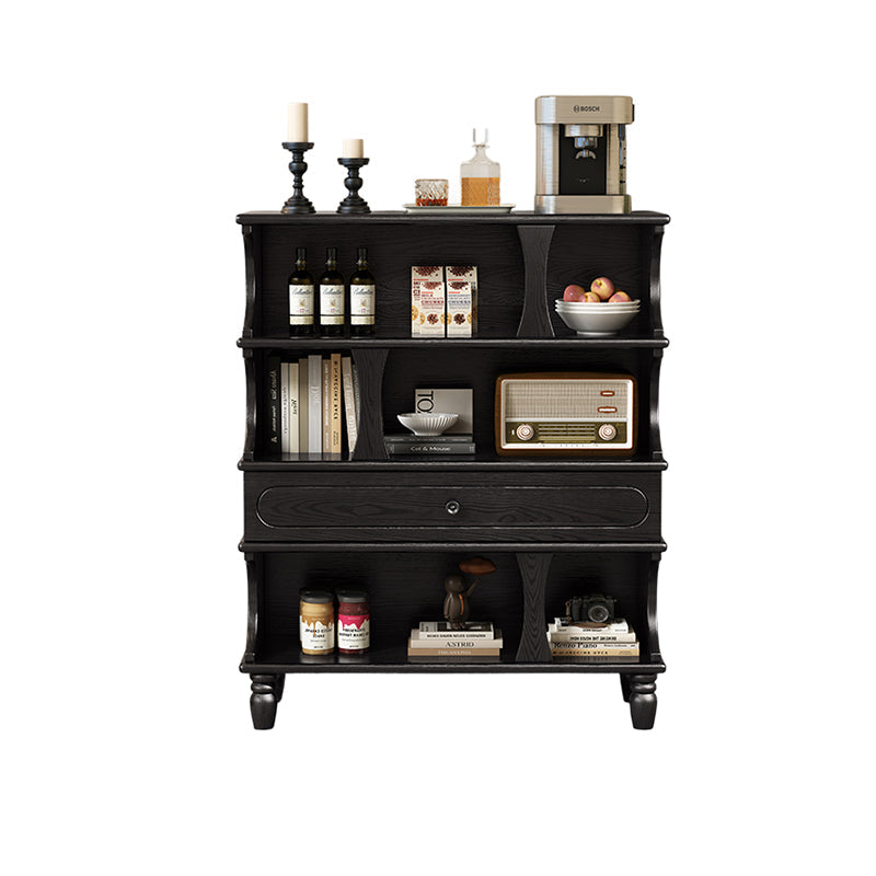 Traditional French Ash Wood Roman Column Rectangular Storage Cabinet 4-Tier For Living Room
