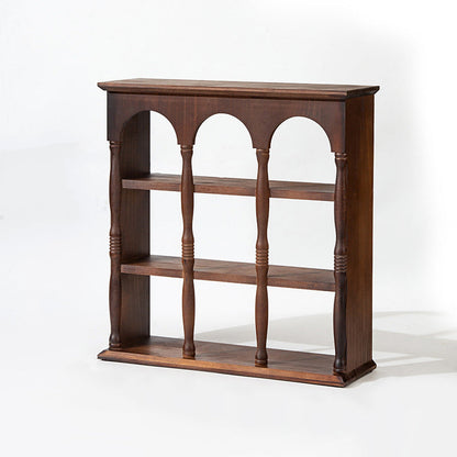 Traditional French Solid Wood Arched Square Storage Shelf 3-Tier For Living Room