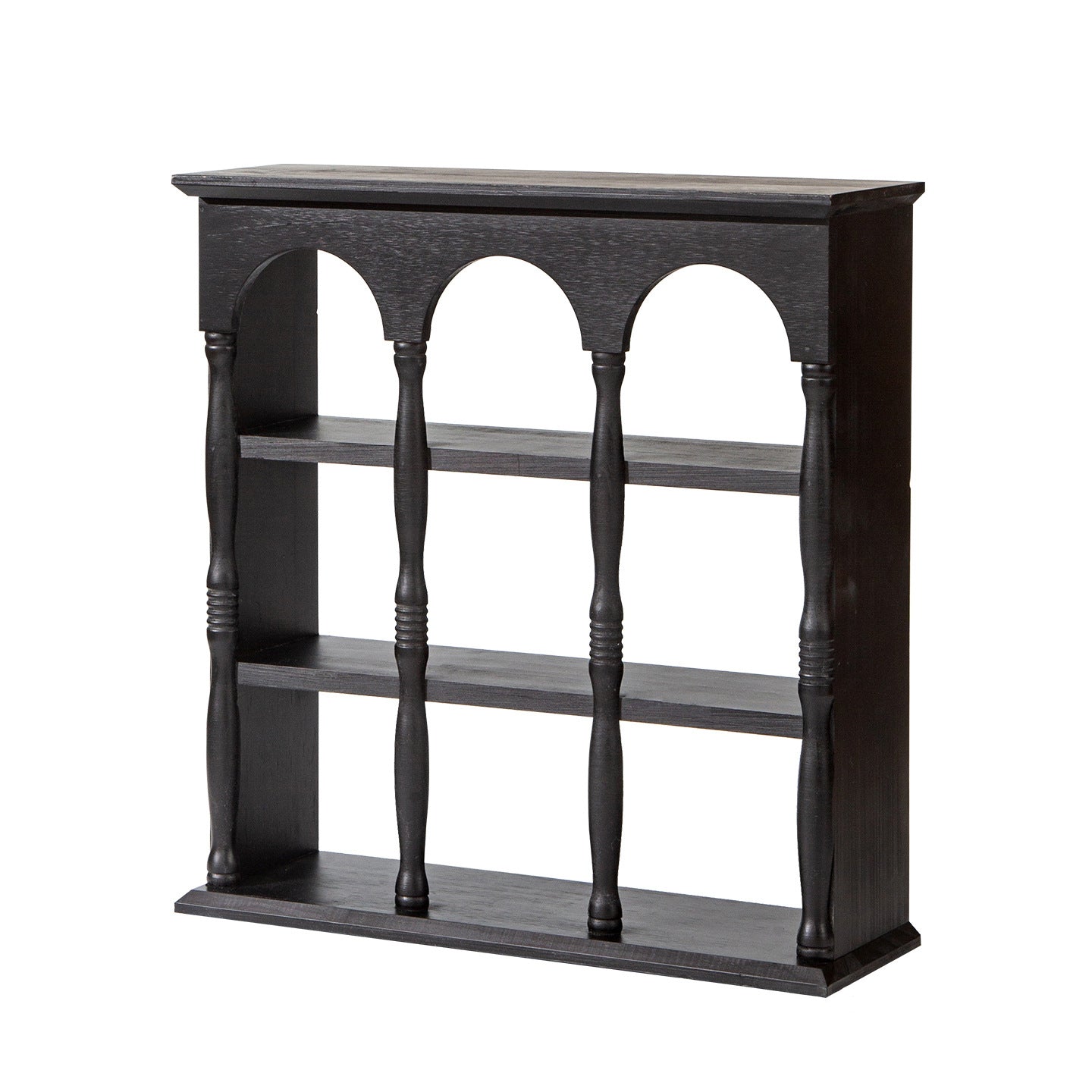 Traditional French Solid Wood Arched Square Storage Shelf 3-Tier For Living Room