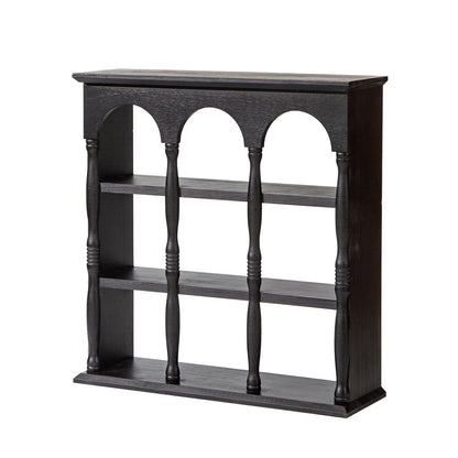 Traditional French Solid Wood Arched Square Storage Shelf 3-Tier For Living Room