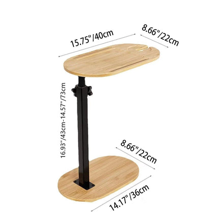Traditional Chinese Bamboo Iron Adjustable Oval Side Table 1 Tier For Living Room