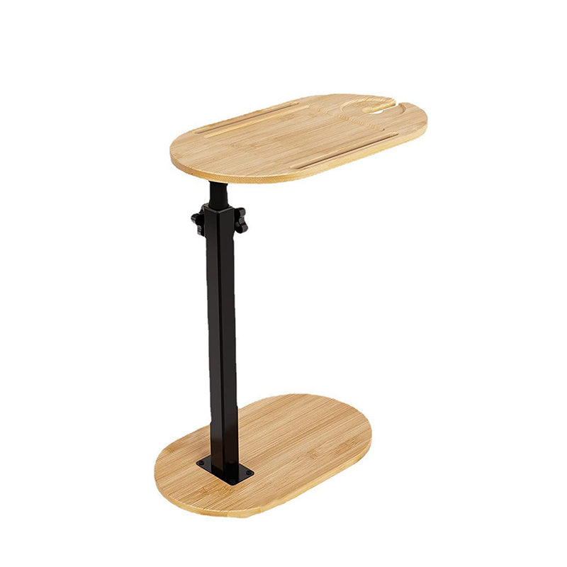 Traditional Chinese Bamboo Iron Adjustable Oval Side Table 1 Tier For Living Room