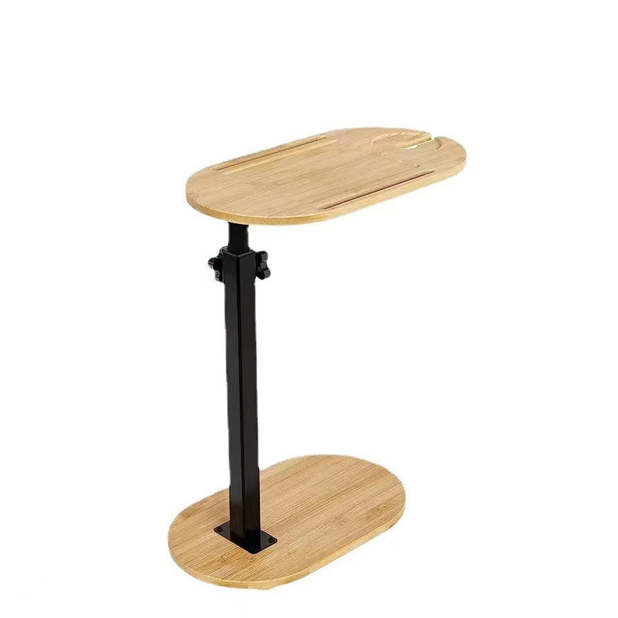 Traditional Chinese Bamboo Iron Adjustable Oval Side Table 1 Tier For Living Room