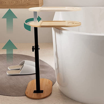 Traditional Chinese Bamboo Iron Adjustable Oval Side Table 1 Tier For Living Room
