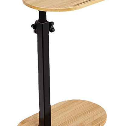 Traditional Chinese Bamboo Iron Adjustable Oval Side Table 1 Tier For Living Room