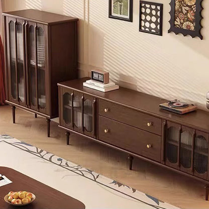 Traditional Vintage Rubber Wood Veneer Glass Elongated Oval Coffee Table With 2 Drawers For Living Room