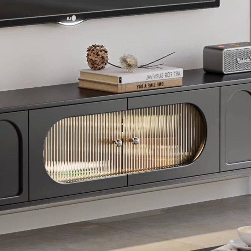 Traditional French Engineered Wood Stainless Steel Glass Cylindrical Rectangular TV Stand With 2 Drawers For Living Room