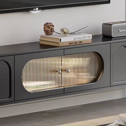Traditional French Engineered Wood Stainless Steel Glass Cylindrical Rectangular TV Stand With 2 Drawers For Living Room