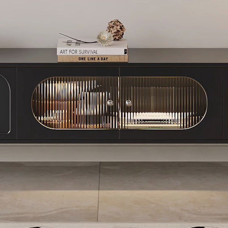 Traditional French Engineered Wood Stainless Steel Glass Cylindrical Rectangular TV Stand With 2 Drawers For Living Room