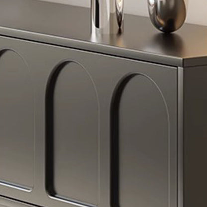 Traditional French Engineered Wood Stainless Steel Glass Cylindrical Rectangular TV Stand With 2 Drawers For Living Room