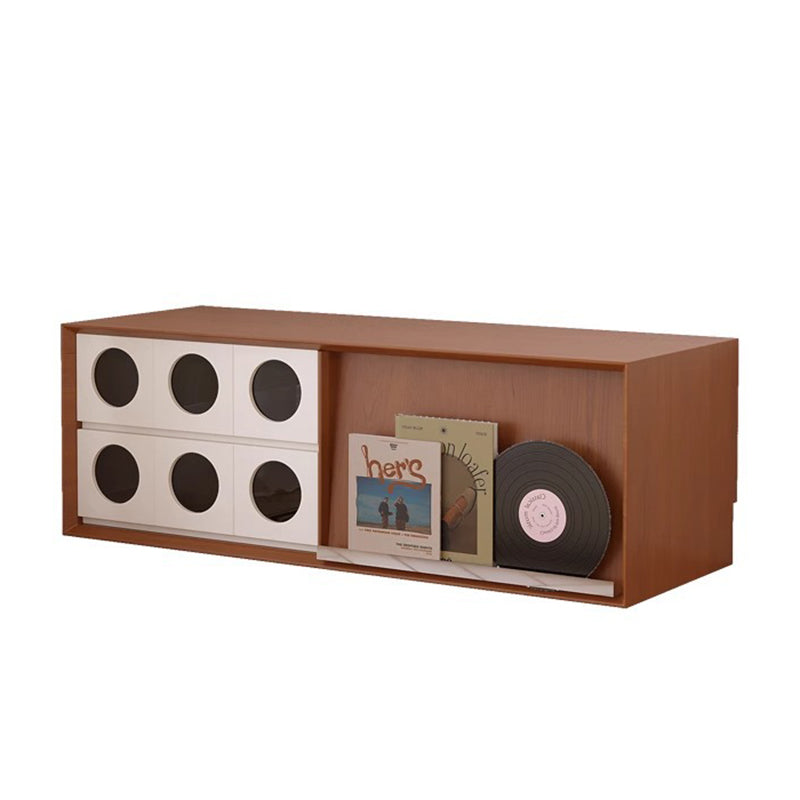 Traditional French Pine Wood Solid Wood Multi-Layer Board Glass Rectangular Round TV Stand With 2 Drawers For Living Room