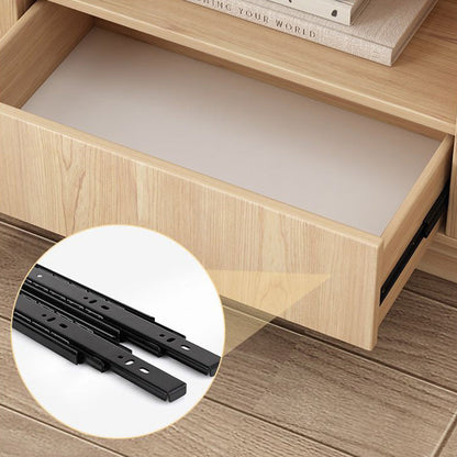Modern Minimalist Eco Board Solid Wood Multi-Layer Board Rounded Rectangular TV Stand with 2 Storage for Living Room
