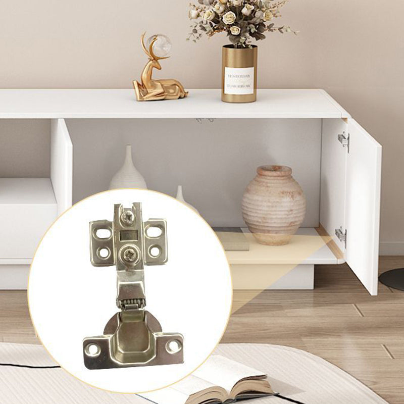 Modern Minimalist Eco Board Solid Wood Multi-Layer Board Rounded Rectangular TV Stand with 2 Storage for Living Room