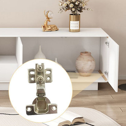 Modern Minimalist Eco Board Solid Wood Multi-Layer Board Rounded Rectangular TV Stand with 2 Storage for Living Room