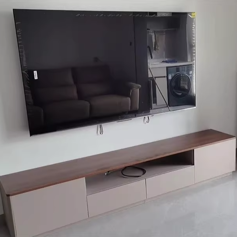 Traditional French Solid Wood Eco Board Rounded Rectangular TV Stand With 2/3 Drawers For Living Room
