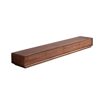 Traditional Chinese Black Walnut Wood Rounded Rectangular TV Stand With 4 Drawers For Living Room