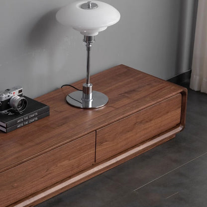 Traditional Chinese Black Walnut Wood Rounded Rectangular TV Stand With 4 Drawers For Living Room