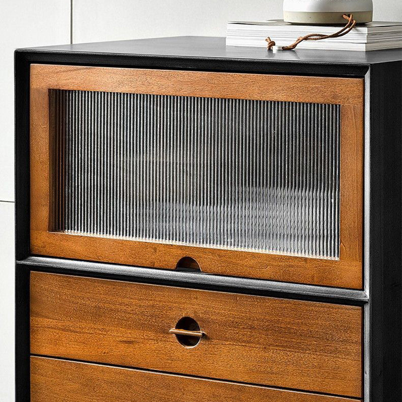 Traditional Vintage Pine Wood Solid Wood Multi-Layer Board Rectangular Storage Cabinet With 2 Drawers For Living Room