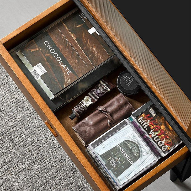 Traditional Vintage Pine Wood Solid Wood Multi-Layer Board Rectangular Storage Cabinet With 2 Drawers For Living Room