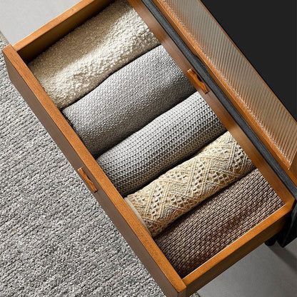 Traditional Vintage Pine Wood Solid Wood Multi-Layer Board Rectangular Storage Cabinet With 2 Drawers For Living Room