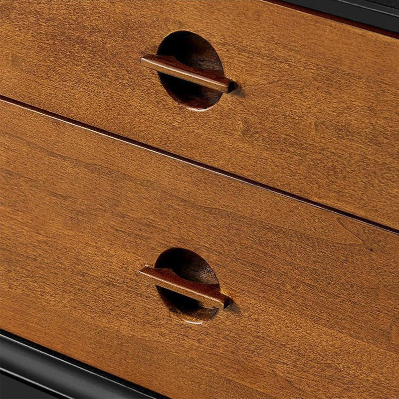 Traditional Vintage Pine Wood Solid Wood Multi-Layer Board Rectangular Storage Cabinet With 2 Drawers For Living Room