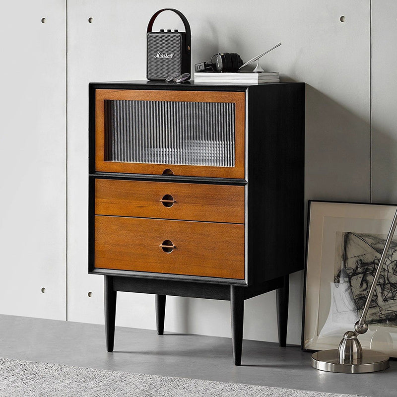 Traditional Vintage Pine Wood Solid Wood Multi-Layer Board Rectangular Storage Cabinet With 2 Drawers For Living Room