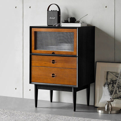 Traditional Vintage Pine Wood Solid Wood Multi-Layer Board Rectangular Storage Cabinet With 2 Drawers For Living Room