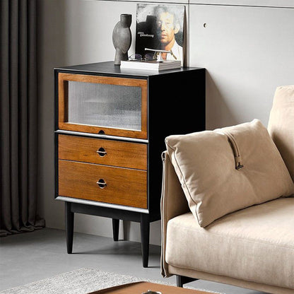 Traditional Vintage Pine Wood Solid Wood Multi-Layer Board Rectangular Storage Cabinet With 2 Drawers For Living Room