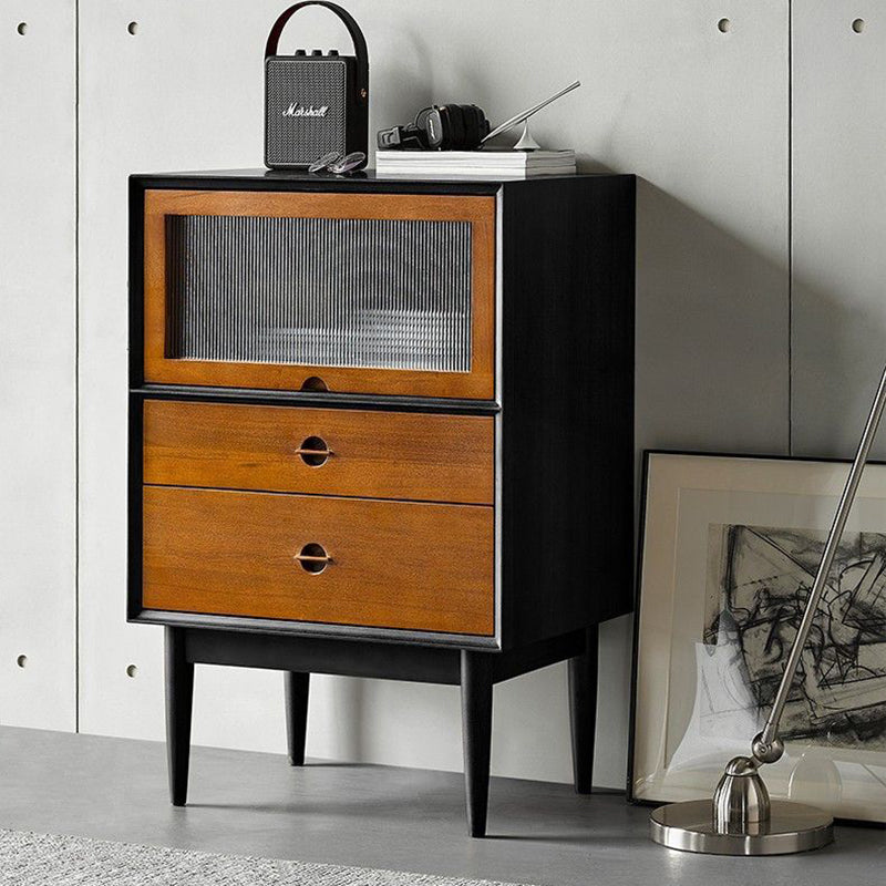 Traditional Vintage Pine Wood Solid Wood Multi-Layer Board Rectangular Storage Cabinet With 2 Drawers For Living Room