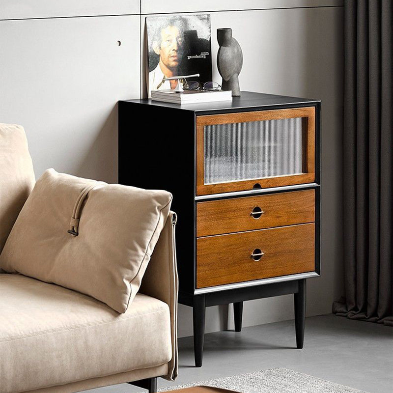 Traditional Vintage Pine Wood Solid Wood Multi-Layer Board Rectangular Storage Cabinet With 2 Drawers For Living Room