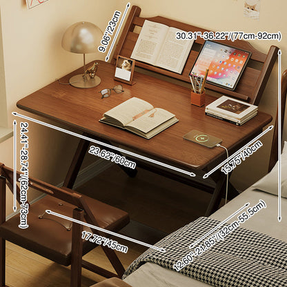 Traditional Vintage Bamboo Rounded Rectangle Desk 1-Tier For Bedroom