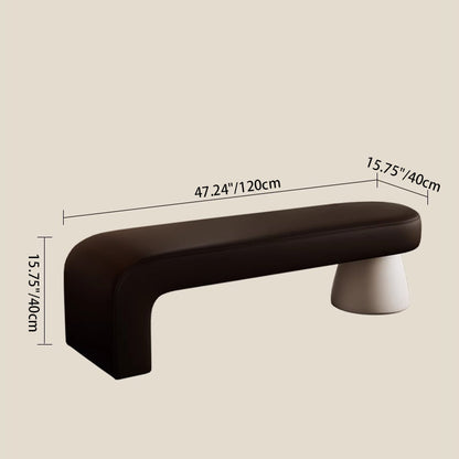 Contemporary Scandinavian PU Leather Solid Wood Curved Oval Shoe Bench For Living Room