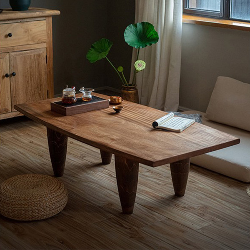 Traditional Japanese Solid Wood Boat Shape Hammer Form Coffee Table 1-Tier For Living Room