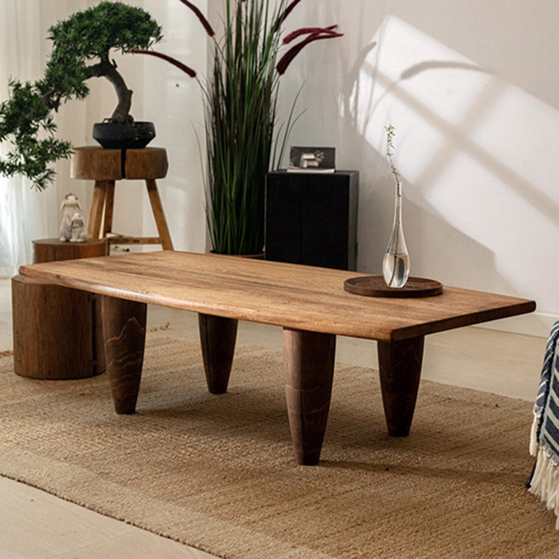 Traditional Japanese Solid Wood Boat Shape Hammer Form Coffee Table 1-Tier For Living Room