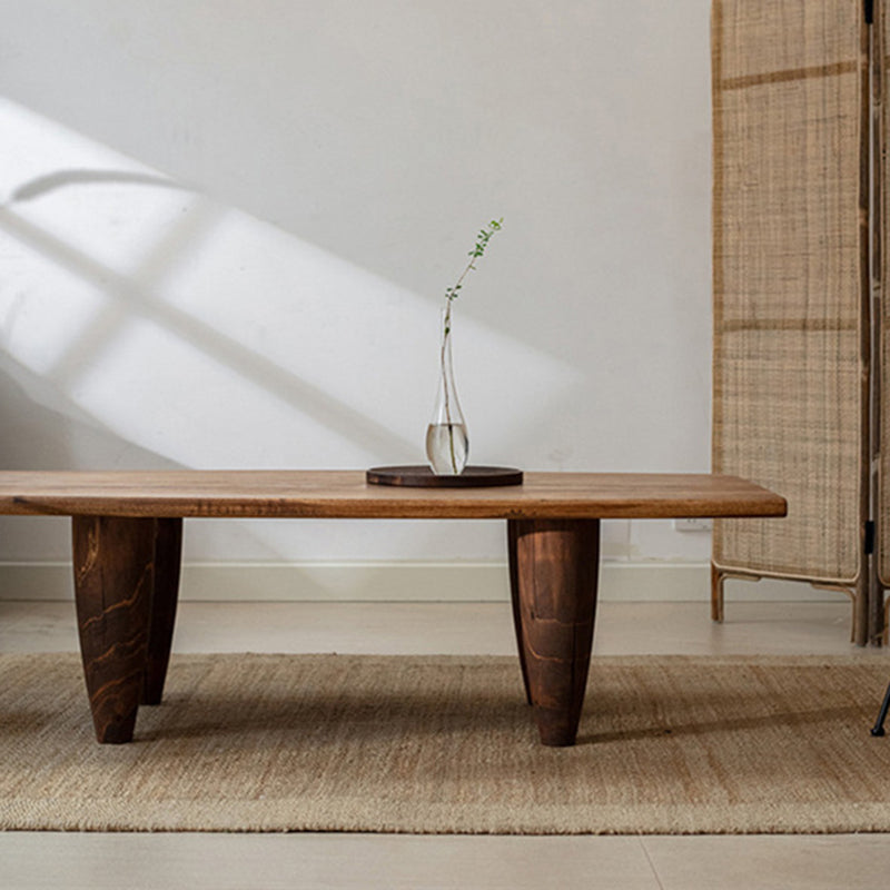 Traditional Japanese Solid Wood Boat Shape Hammer Form Coffee Table 1-Tier For Living Room