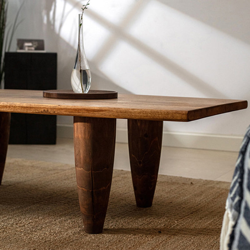 Traditional Japanese Solid Wood Boat Shape Hammer Form Coffee Table 1-Tier For Living Room