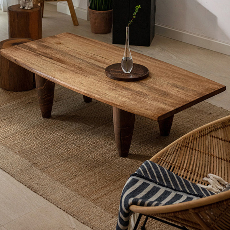 Traditional Japanese Solid Wood Boat Shape Hammer Form Coffee Table 1-Tier For Living Room