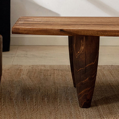 Traditional Japanese Solid Wood Boat Shape Hammer Form Coffee Table 1-Tier For Living Room