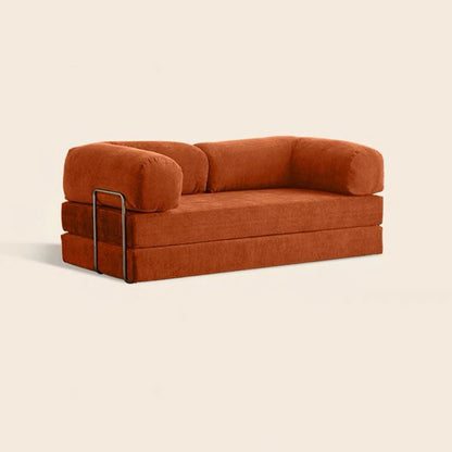 Modern Minimalist Stainless Steel Fabric Corduroy Curved Square Sofa With Backrest & Armrests For Living Room