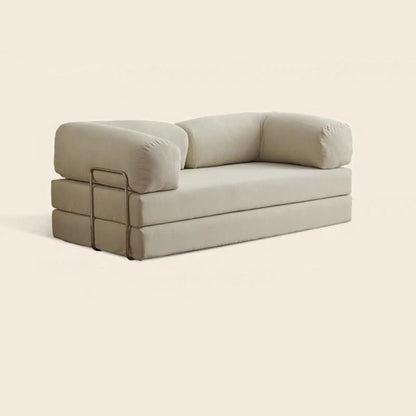 Modern Minimalist Stainless Steel Fabric Corduroy Curved Square Sofa With Backrest & Armrests For Living Room