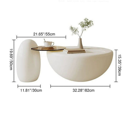 Contemporary Creative Fiberglass Glass Round Egg-Shaped Coffee Table 1-Tier For Living Room