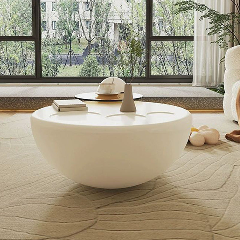 Contemporary Creative Fiberglass Glass Round Egg-Shaped Coffee Table 1-Tier For Living Room
