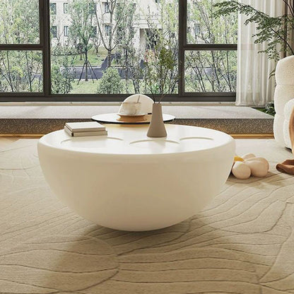 Contemporary Creative Fiberglass Glass Round Egg-Shaped Coffee Table 1-Tier For Living Room