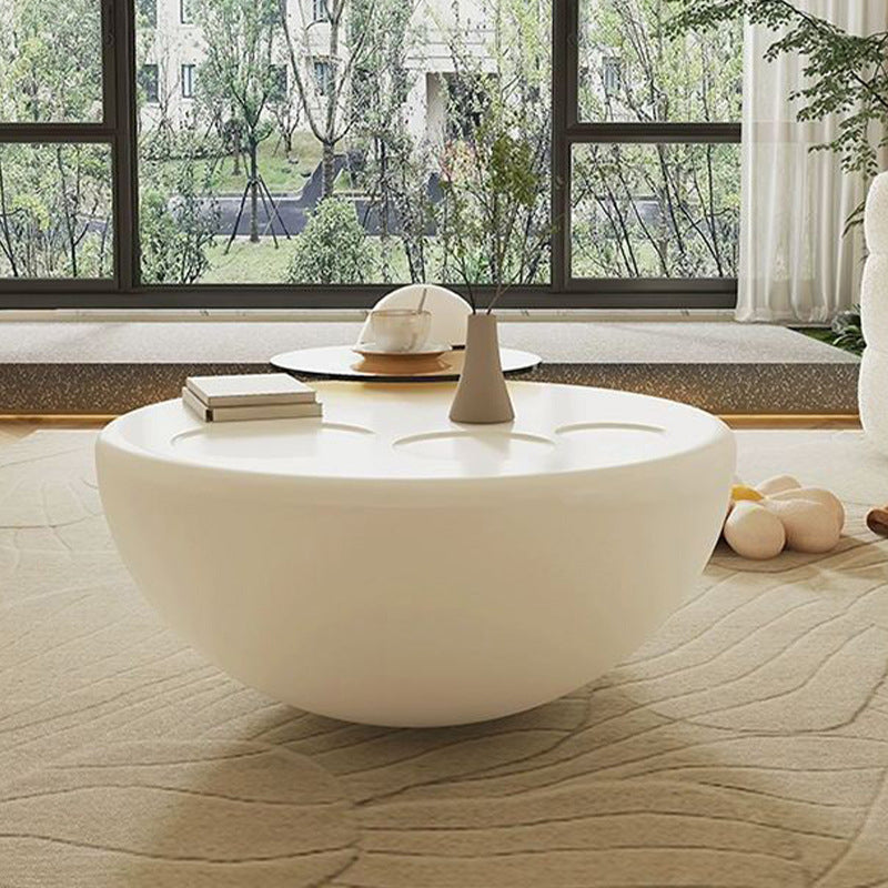 Contemporary Creative Fiberglass Glass Round Egg-Shaped Coffee Table 1-Tier For Living Room