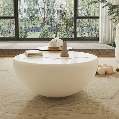 Contemporary Creative Fiberglass Glass Round Egg-Shaped Coffee Table 1-Tier For Living Room